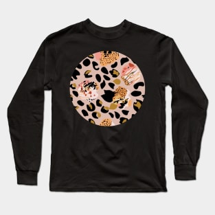 Modern abstract rose and leopard texture beige Long Sleeve T-Shirt